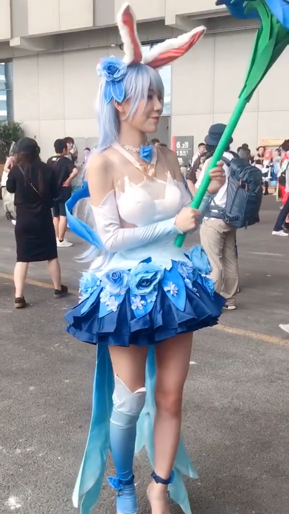 League of Legends アーリ(九尾の狐) コスプレ衣装 セクシー  美しい ワンピース 青いバラのスカート 6