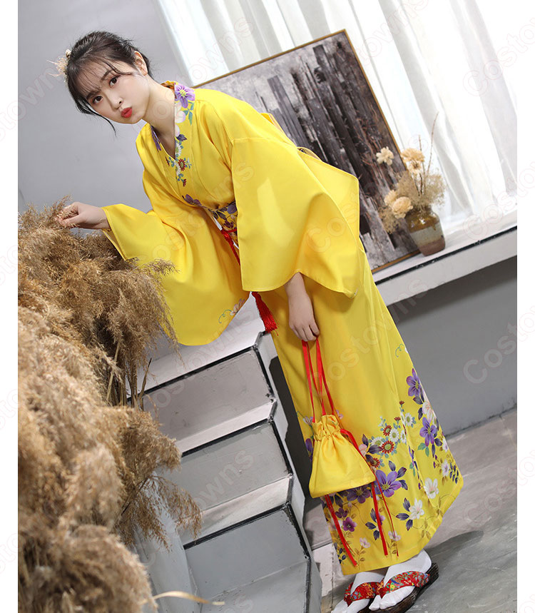女性浴衣 和服 着物 日本伝統服 舞台衣装 コスプレ衣装 コスチューム 写真撮影 演出服 改良タイプ 1