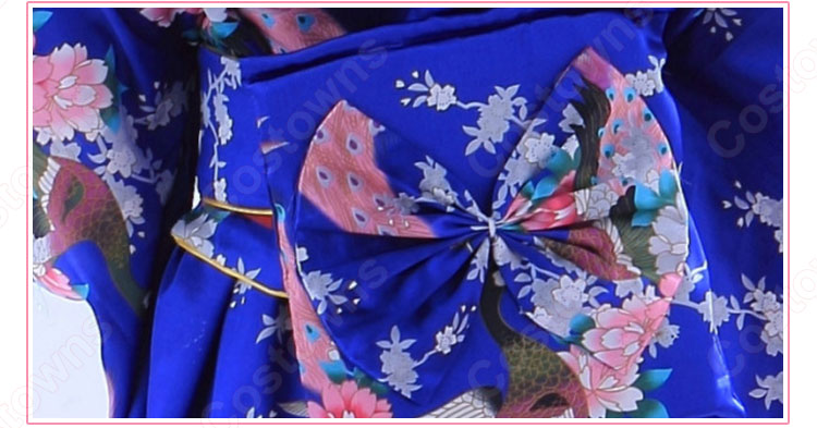 女性浴衣 和服 着物 日本伝統服 舞台衣装 コスプレ衣装 コスチューム 写真撮影 演出服 孔雀柄 14