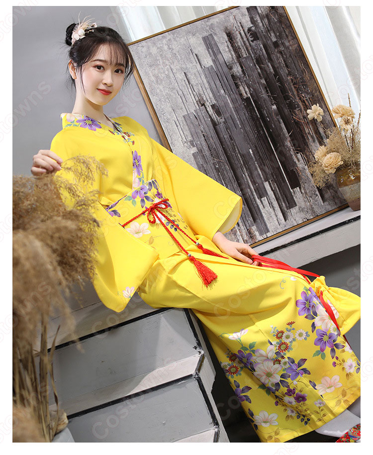 女性浴衣 和服 着物 日本伝統服 舞台衣装 コスプレ衣装 コスチューム 写真撮影 演出服 改良タイプ 3