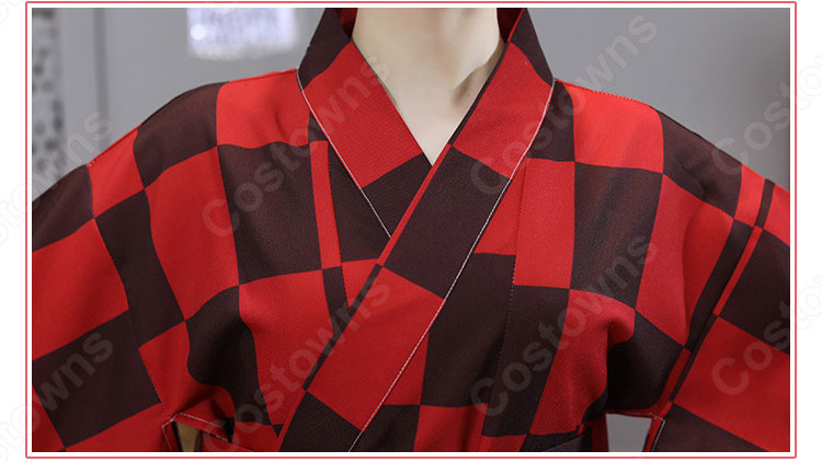 女性浴衣　和服　着物　日本伝統服　舞台衣装　コスプレ衣装　コスチューム　写真撮影　演出服　チェック柄　市松文様柄 5