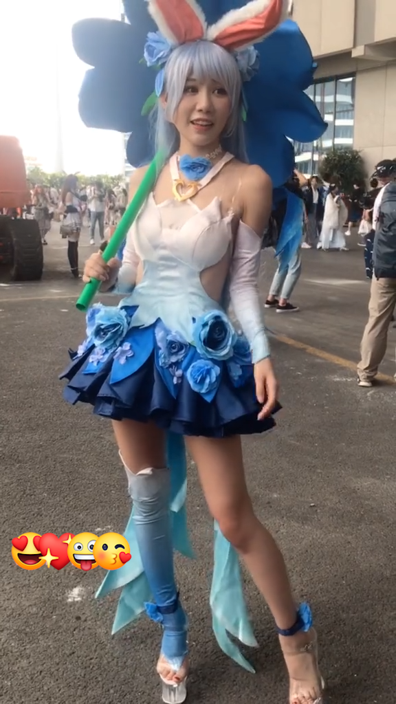 League of Legends アーリ(九尾の狐) コスプレ衣装 セクシー  美しい ワンピース 青いバラのスカート 3