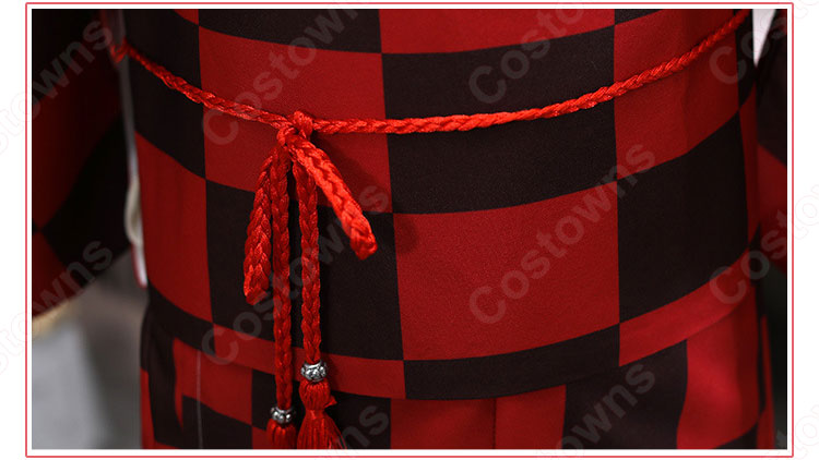 女性浴衣　和服　着物　日本伝統服　舞台衣装　コスプレ衣装　コスチューム　写真撮影　演出服　チェック柄　市松文様柄 7