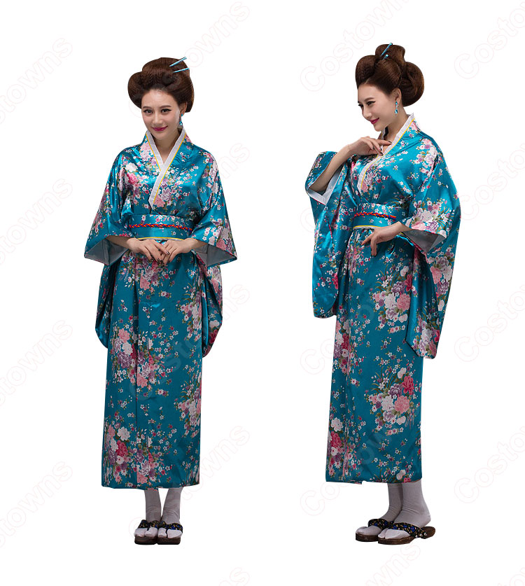 女性浴衣 和服 着物 日本伝統服 舞台衣装 コスプレ衣装 コスチューム 写真撮影 演出服 花柄 1