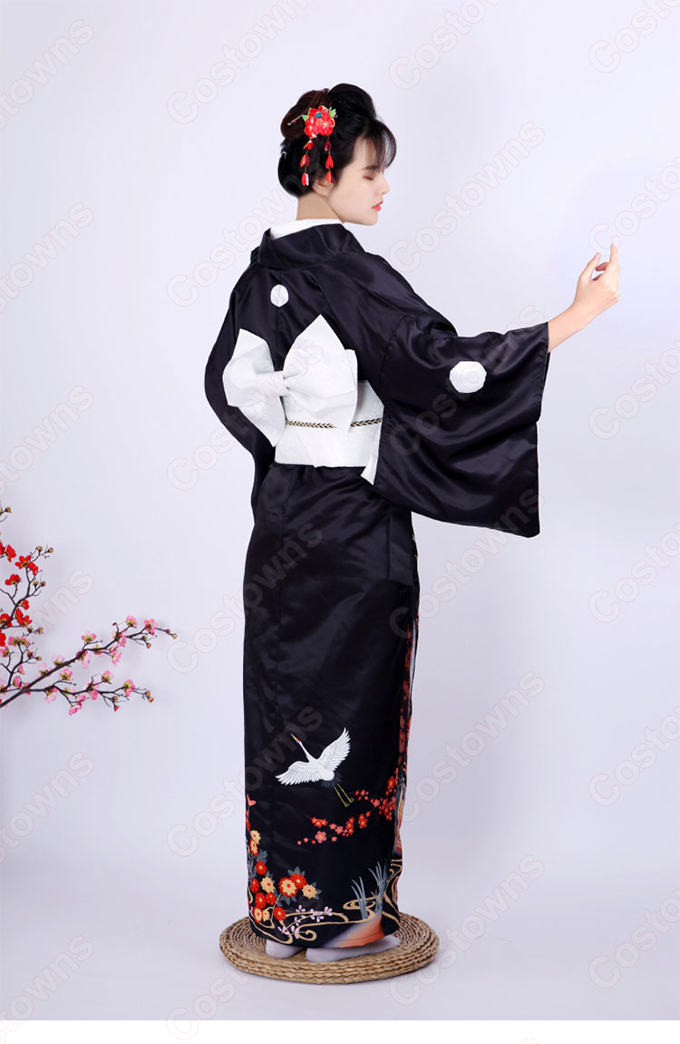 女性浴衣 和服 着物 日本伝統服 舞台衣装 コスプレ衣装 コスチューム 写真撮影 演出服 鶴柄 4
