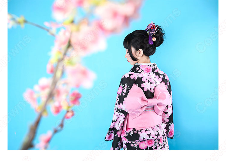 女性浴衣　和服　着物　日本伝統服　舞台衣装　コスプレ衣装　コスチューム　写真撮影　演出服　桜柄 5