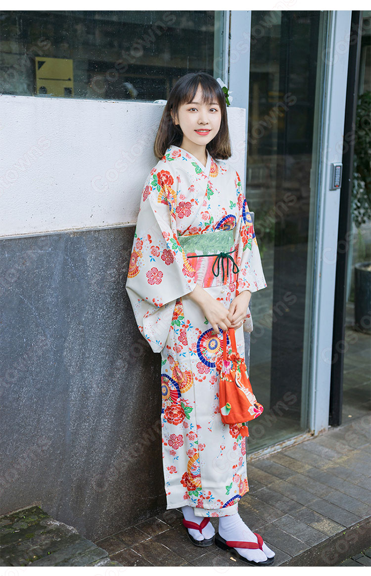 女性浴衣 和服 着物 日本伝統服 舞台衣装 コスプレ衣装 コスチューム 写真撮影 演出服 傘柄 花柄 2