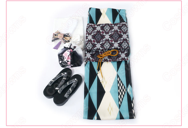 女性浴衣 和服 着物 日本伝統服 舞台衣装 コスプレ衣装 コスチューム 写真撮影 演出服 菱柄 9