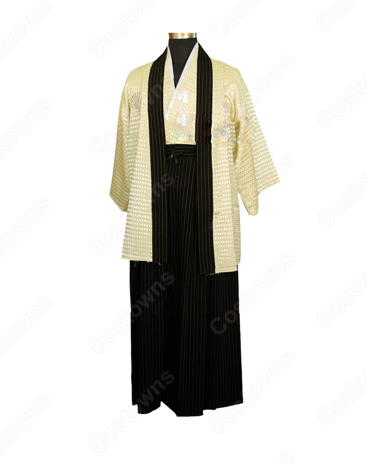 TRANTRIP 黒の和服と白の上着のセット 着物 袴 コスプレ