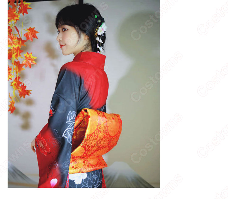 女性浴衣 和服 着物 日本伝統服 舞台衣装 コスプレ衣装 コスチューム 写真撮影 演出服 牡丹柄 2