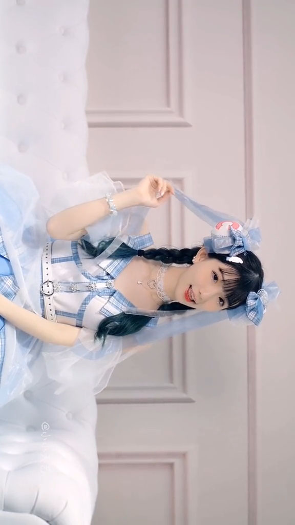 ロリータcosplay 美しい ブルーストライプドレス コスプレ衣装-2