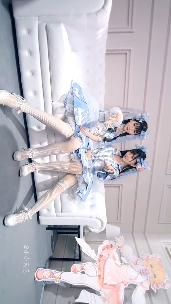 ロリータcosplay 美しい ブルーストライプドレス コスプレ衣装-6