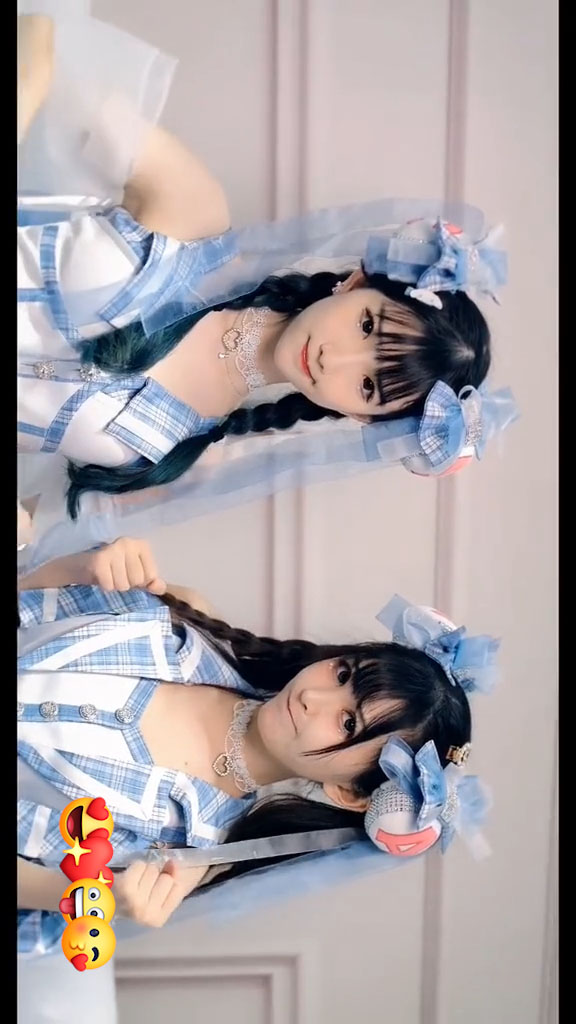 ロリータcosplay 美しい ブルーストライプドレス コスプレ衣装-9