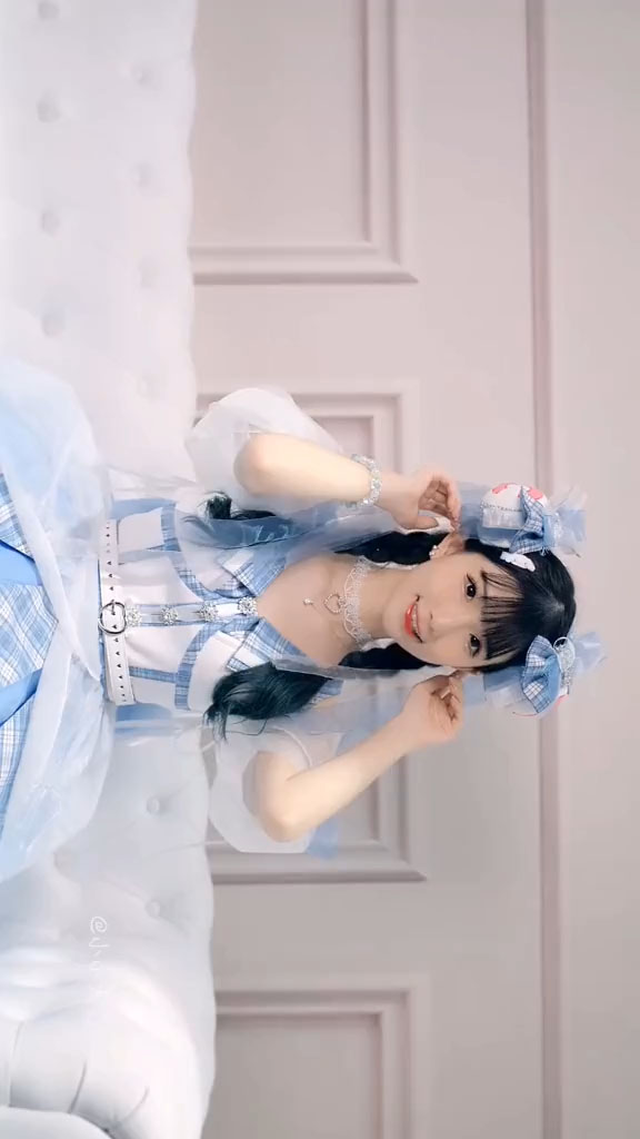 ロリータcosplay 美しい ブルーストライプドレス コスプレ衣装-1