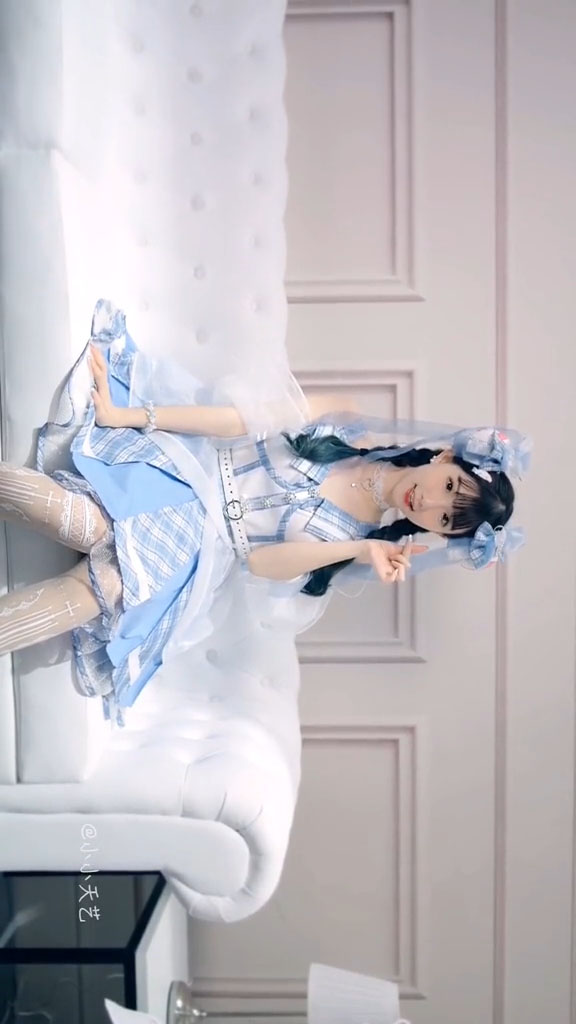 ロリータcosplay 美しい ブルーストライプドレス コスプレ衣装-8