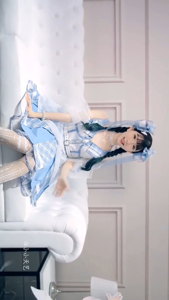 ロリータcosplay 美しい ブルーストライプドレス コスプレ衣装-7