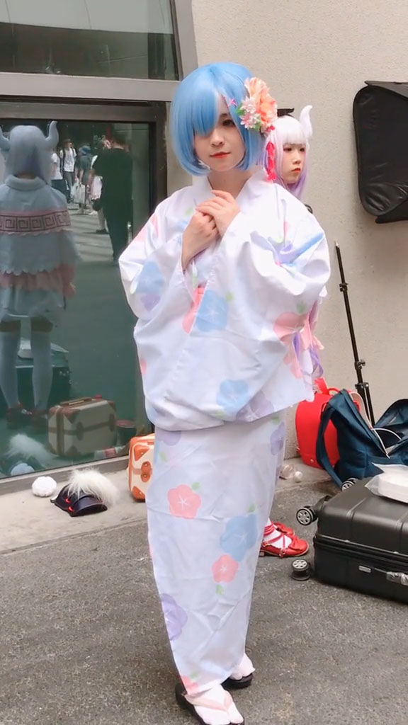 雷姆(レム) ゼロから始める異世界生活 蕾姆cos服 和服浴衣 花祭服-6