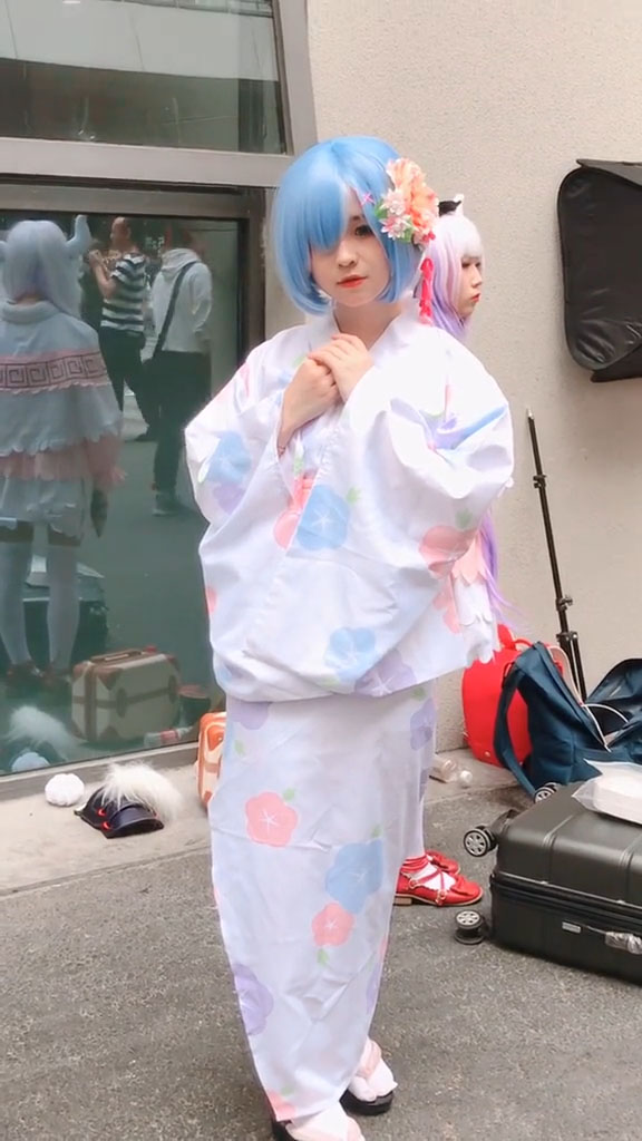 雷姆(レム) ゼロから始める異世界生活 蕾姆cos服 和服浴衣 花祭服-8