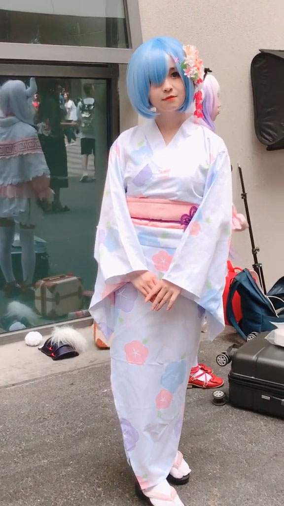 雷姆(レム) ゼロから始める異世界生活 蕾姆cos服 和服浴衣 花祭服-3