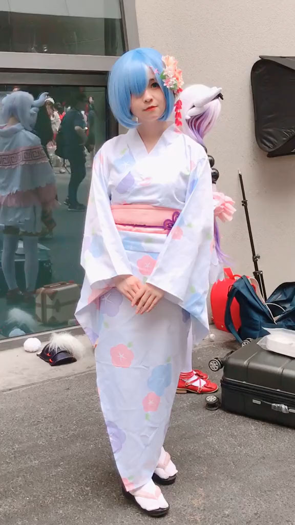 雷姆(レム) ゼロから始める異世界生活 蕾姆cos服 和服浴衣 花祭服-1