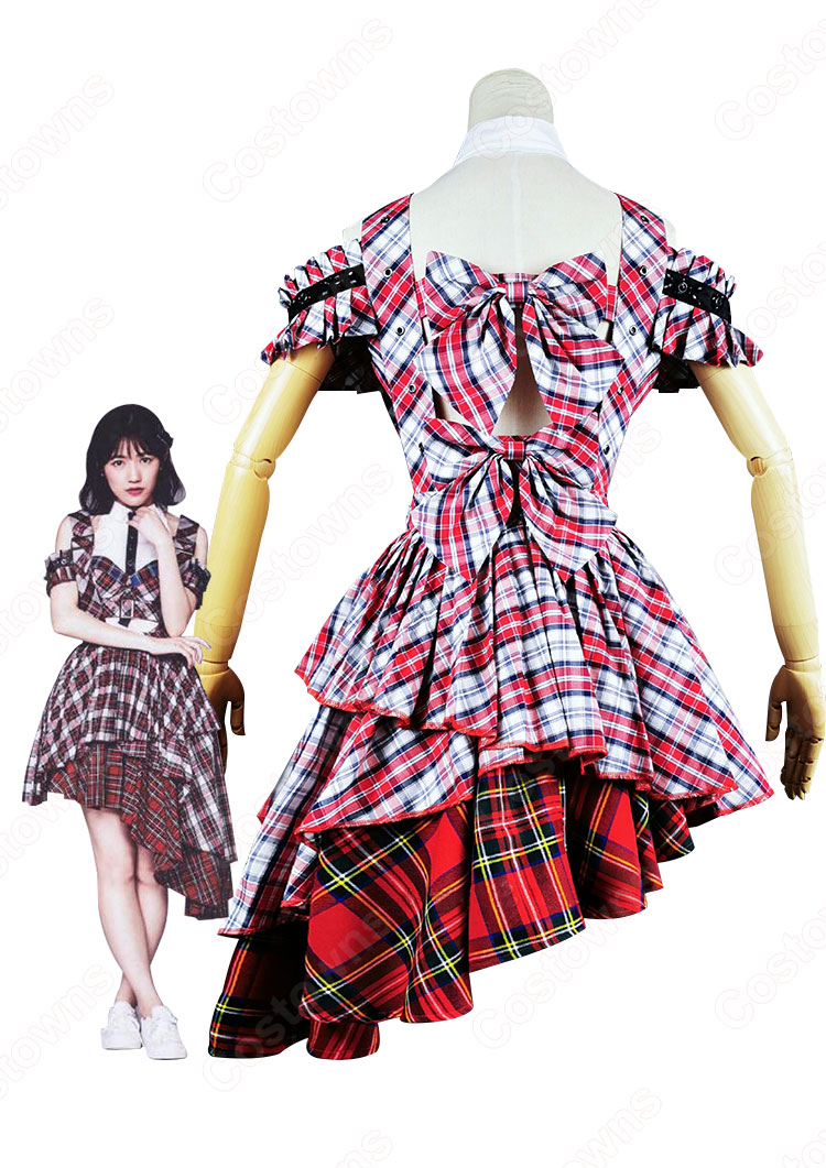 AKB48 「#好きなんだ」 MV衣装 演出服 ライブ衣装 コスプレ衣装 アイドル衣装 赤チェック柄-3
