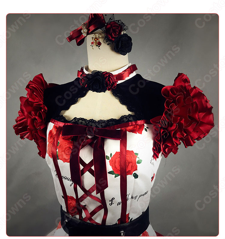 AKB48 「11月のアンクレット」 LIVE 渡辺麻友 演出服 ライブ衣装 コスプレ衣装 アイドル衣装 ステージ衣装 バラ柄衣装-6