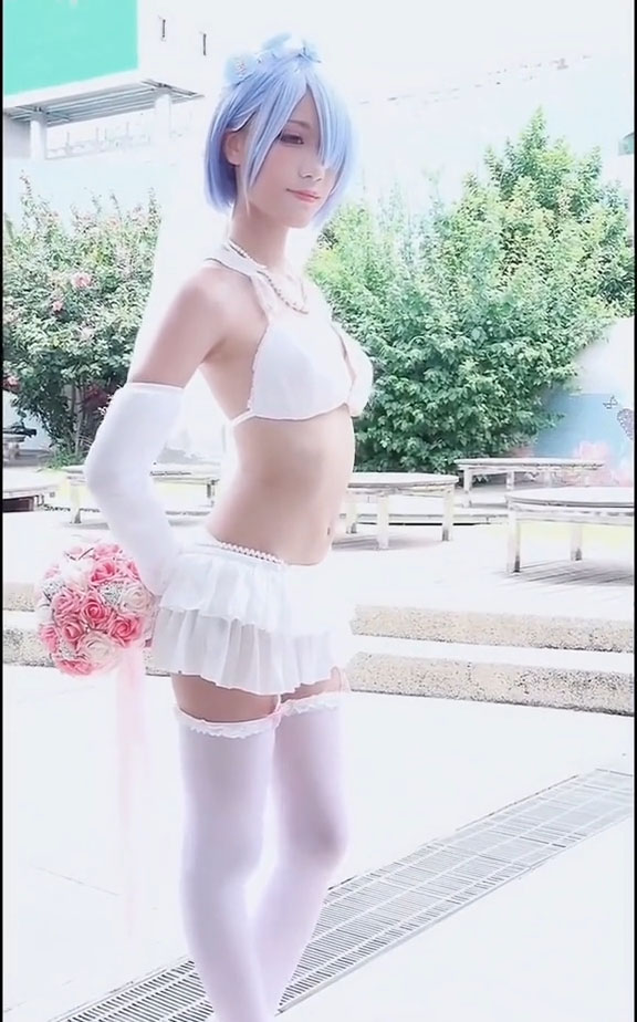 リゼロ コスプレ レム ラム 花嫁 ビキニ 水着コスチューム コスプレ衣装-4