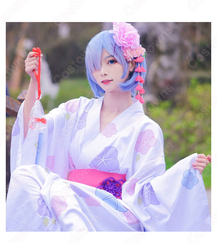 レム(リゼロ、㍕、Rem) 着物 コスプレ衣装 『Re:ゼロから始める異世界生活(りぜろからはじめるいせかいせいかつ)』の登場人物の仮装 コスチューム-8