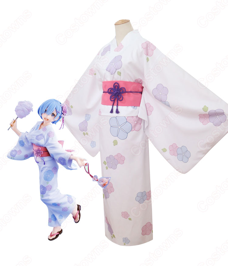 レム(リゼロ、㍕、Rem) 着物 コスプレ衣装 『Re:ゼロから始める異世界生活(りぜろからはじめるいせかいせいかつ)』の登場人物の仮装 コスチューム-2