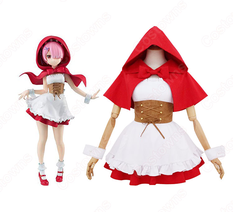 ラム(りぜろのらむ) フード付き マント(赤) コスプレ衣装 『リゼロ』の登場人物の仮装 コスチューム-4