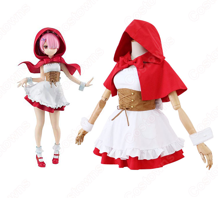 ラム(りぜろのらむ) フード付き マント(赤) コスプレ衣装 『リゼロ』の登場人物の仮装 コスチューム-5
