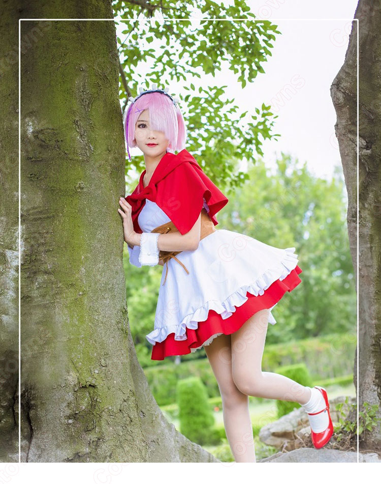 ラム(りぜろのらむ) フード付き マント(赤) コスプレ衣装 『リゼロ』の登場人物の仮装 コスチューム-3