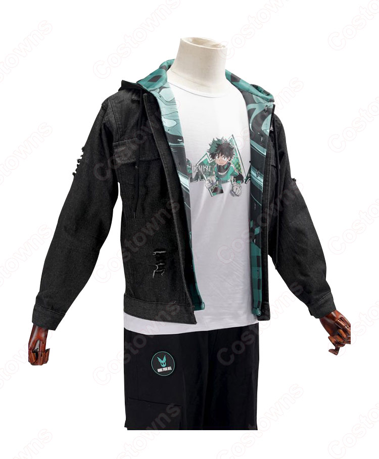 鬼滅の刃 竈門炭治郎 デニム コード ジャケット パーカー 長袖 春、秋、冬に適用-5