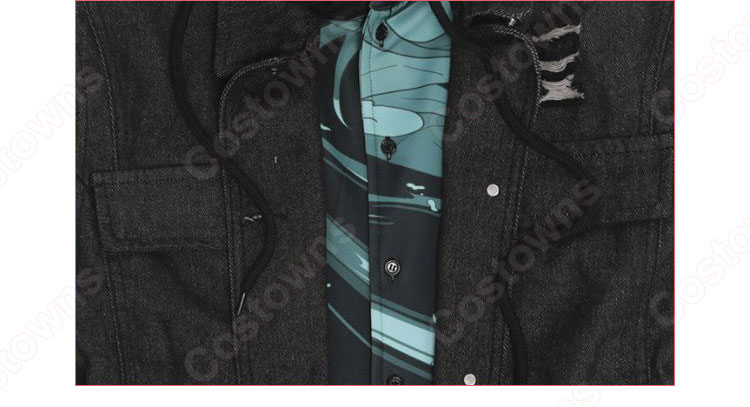 鬼滅の刃 竈門炭治郎 デニム コード ジャケット パーカー 長袖 春、秋、冬に適用-10