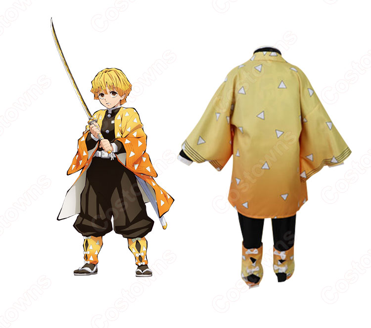 我妻善逸 (あがつまぜんいつ) 鬼殺隊隊服 子供用 コスプレ衣装 『鬼滅の刃』の登場人物の変装 仮装 コスチューム-4