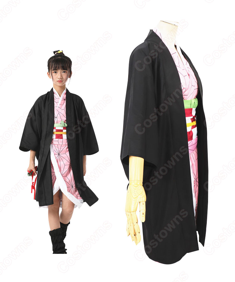 竈門禰豆子 (かまどねずこ) 子供用 コスプレ衣装 『鬼滅の刃』の登場人物の変装 仮装 コスチューム-3