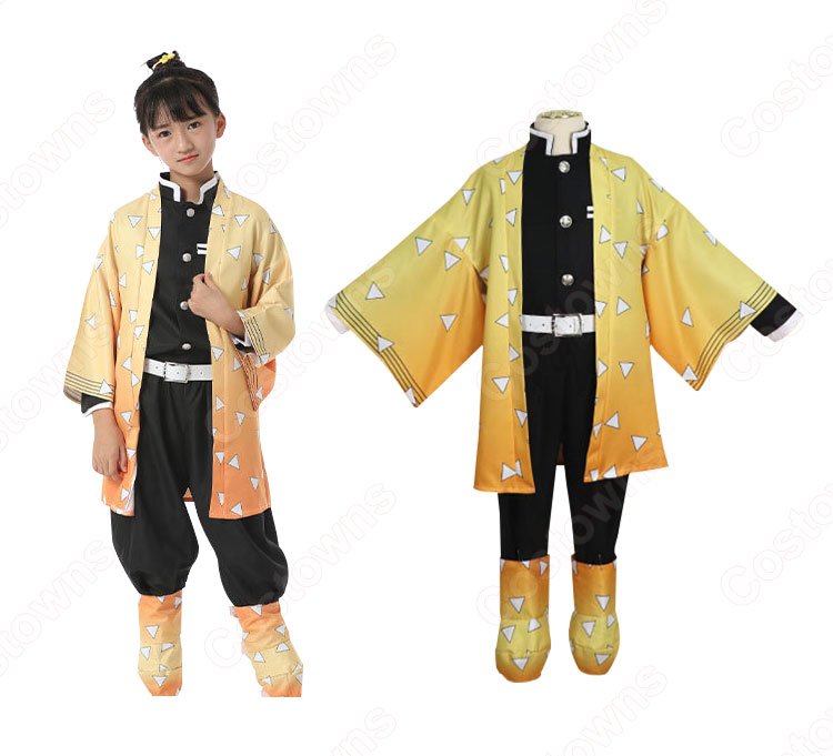我妻善逸 (あがつまぜんいつ) 鬼殺隊隊服 子供用 コスプレ衣装 『鬼滅の刃』の登場人物の変装 仮装 コスチューム-2