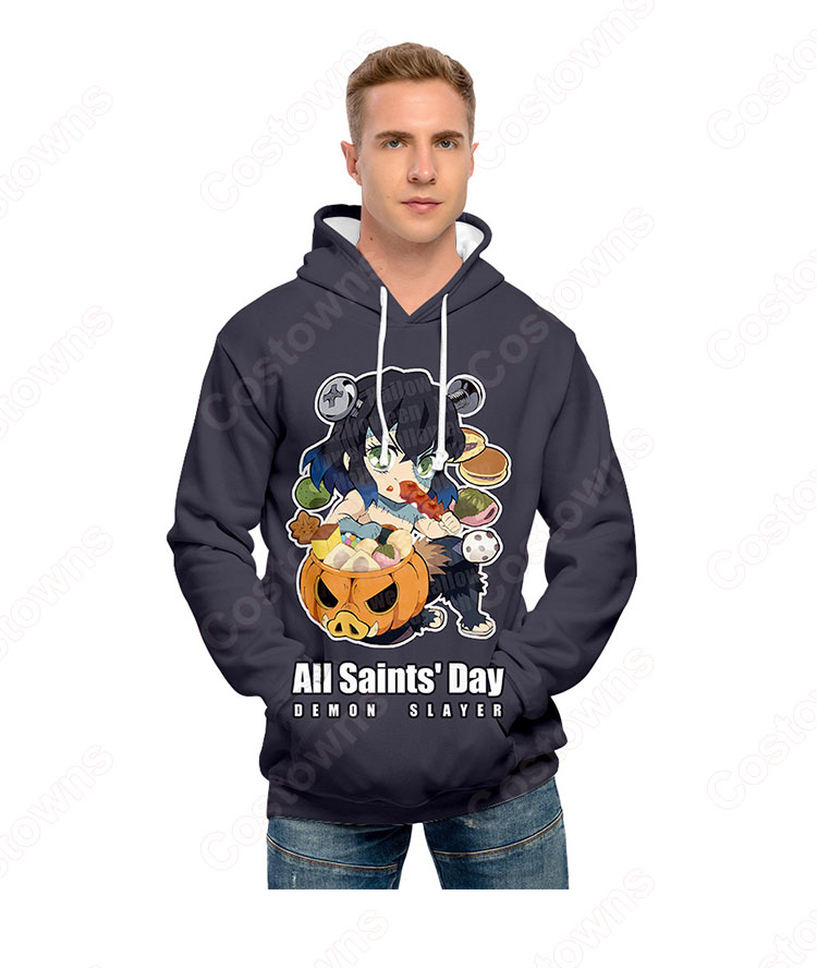 鬼滅の刃の登場人物 長袖 パーカー フーディー ハロウィン スポーツウェア-28