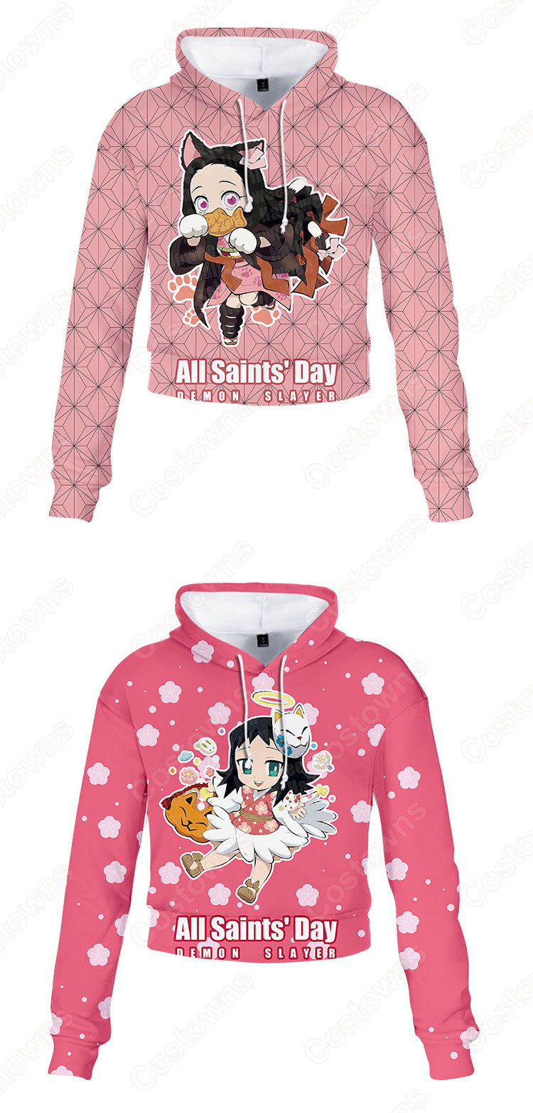 鬼滅の刃 レディースショート丈パーカー 長袖 ラウンジウェア-5