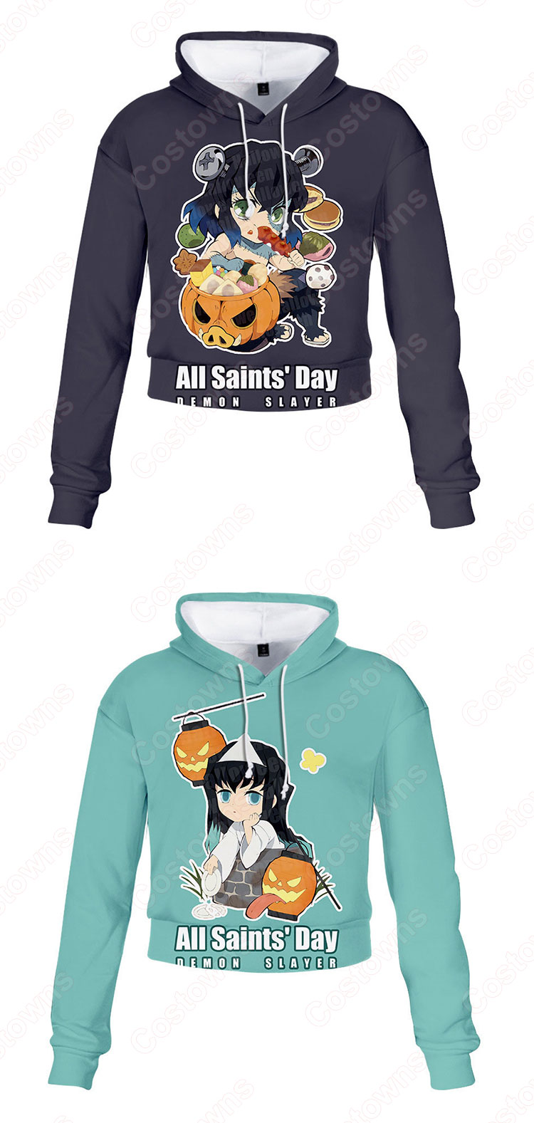 鬼滅の刃 レディースショート丈パーカー 長袖 ラウンジウェア-9