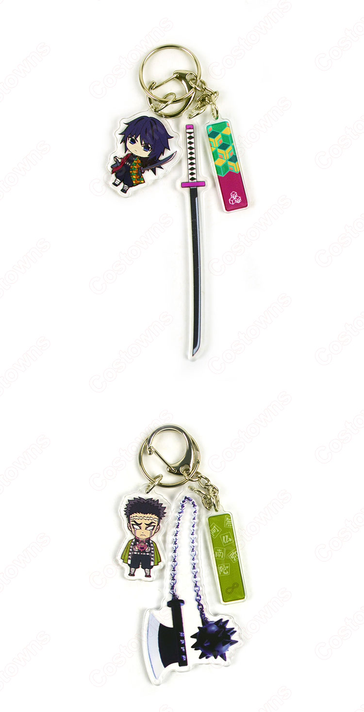 鬼滅の刃 キーホルダー キーチェーン バッグ 携帯 ペンダント 自動車 飾り イベント 日常 コスチューム道具-9