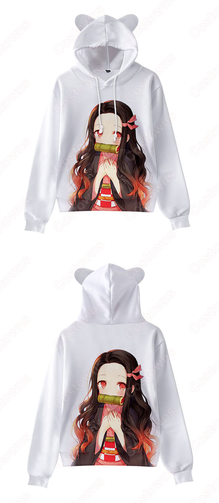 鬼滅の刃 猫耳 パーカー 子供服 長袖 キッズ スウェット アニメ プリント 春秋冬服 誕生日 プレゼント イベント 衣装-17