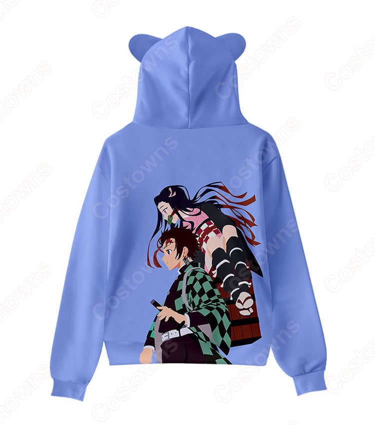 鬼滅の刃 猫耳 パーカー 子供服 長袖 キッズ スウェット アニメ プリント 春秋冬服 誕生日 プレゼント イベント 衣装-10