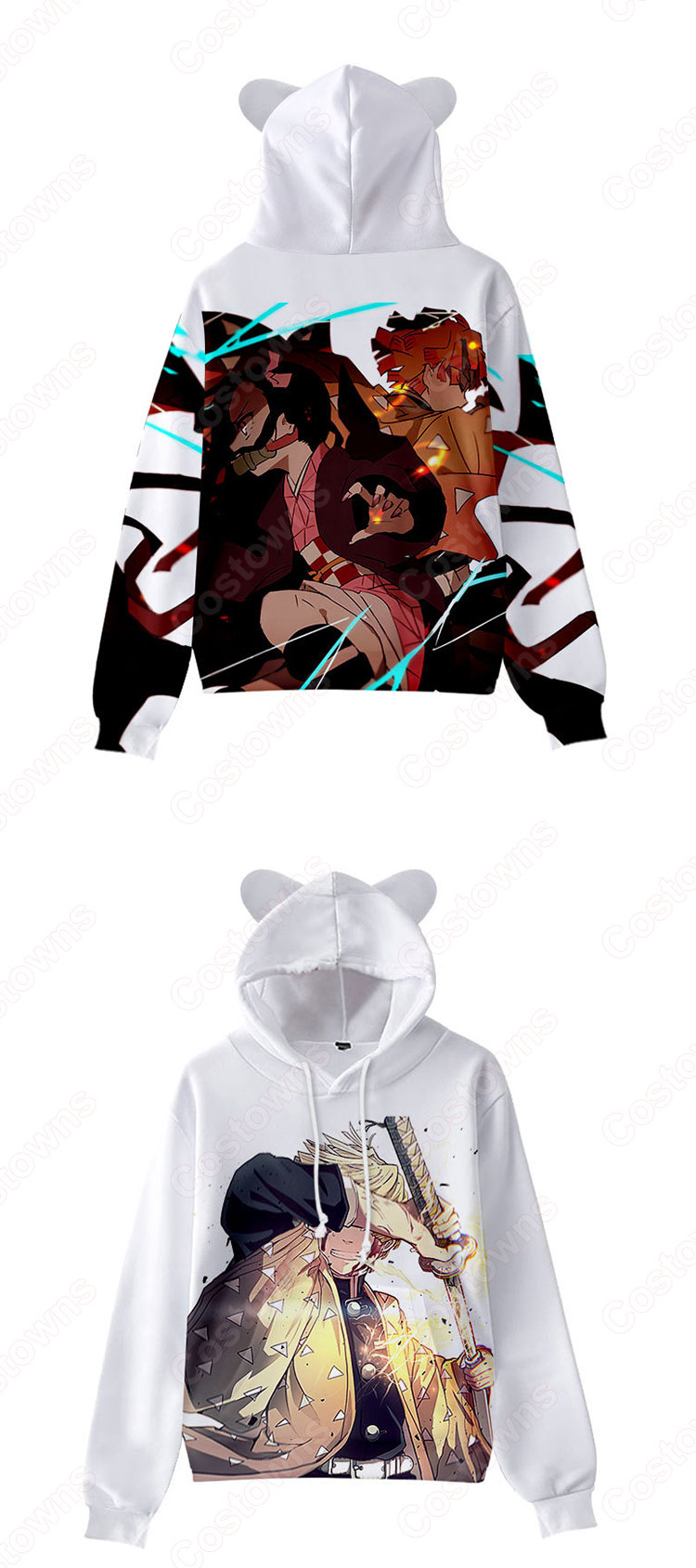 鬼滅の刃 猫耳 パーカー 子供服 長袖 キッズ スウェット アニメ プリント 春秋冬服 誕生日 プレゼント イベント 衣装-7