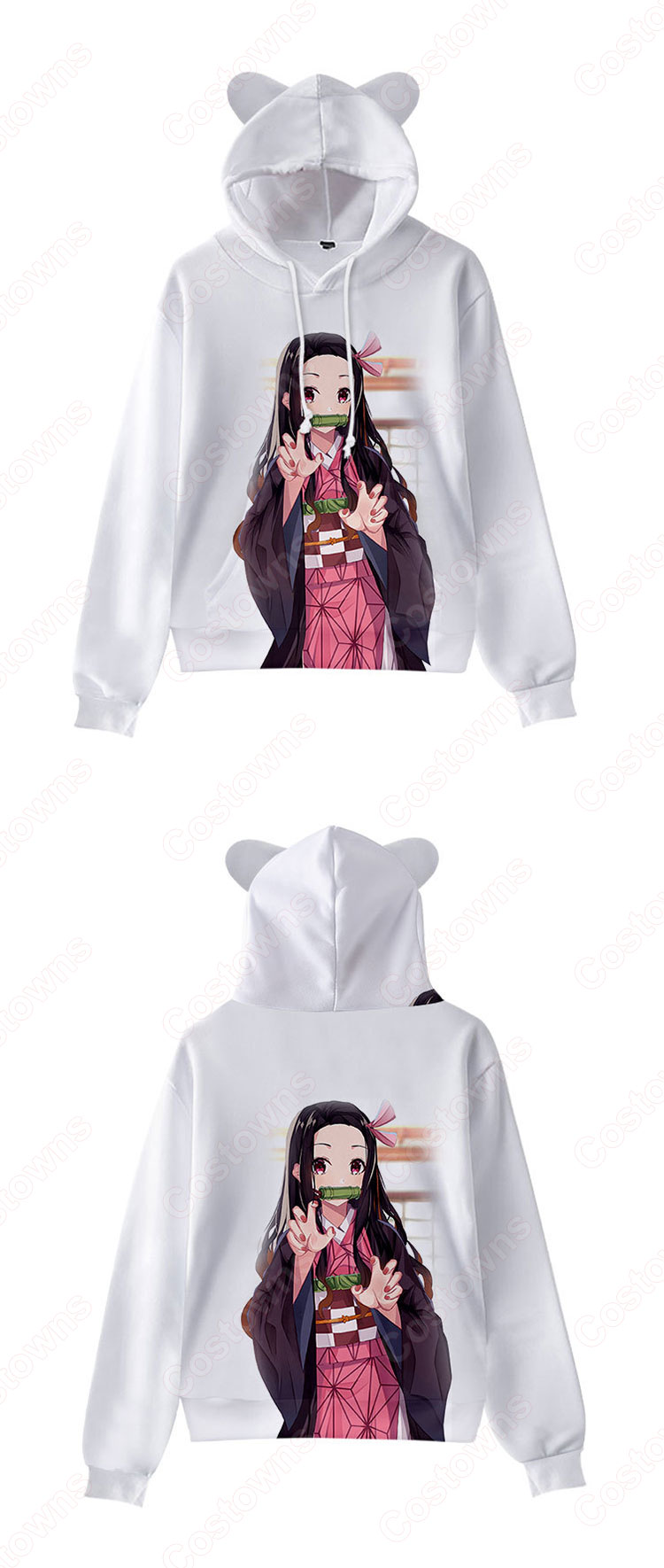 鬼滅の刃 猫耳 パーカー 子供服 長袖 キッズ スウェット アニメ プリント 春秋冬服 誕生日 プレゼント イベント 衣装-13