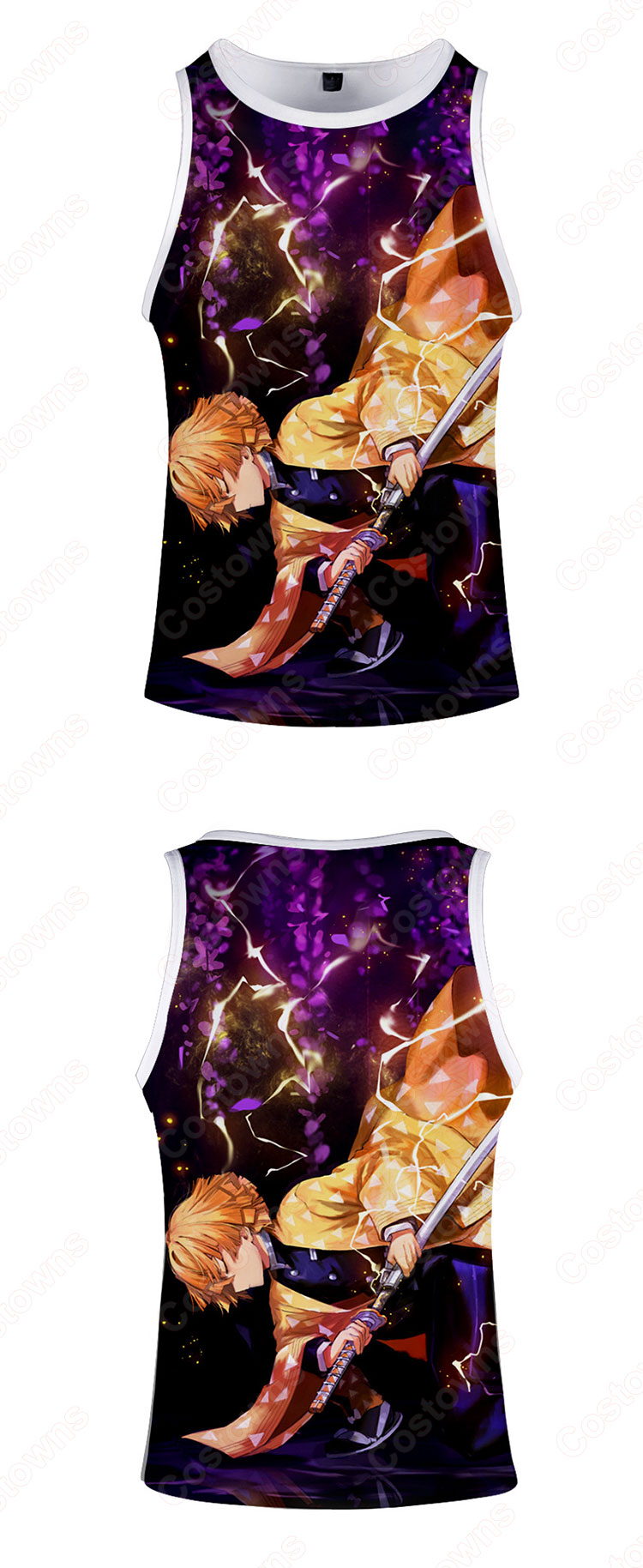 鬼滅の刃 ノースリーブ タンクトップ 漫画の風 炭治郎 我妻善逸 禰豆子ランニングシャツター デザイン プリントおしゃれシンプル-2