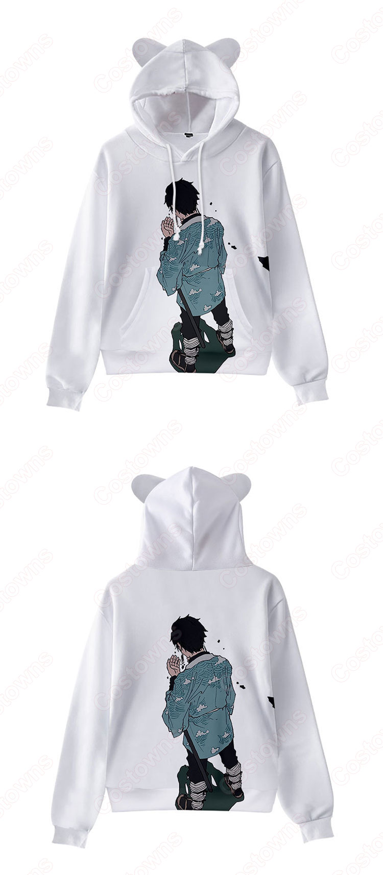 鬼滅の刃 猫耳 パーカー 子供服 長袖 キッズ スウェット アニメ プリント 春秋冬服 誕生日 プレゼント イベント 衣装-11