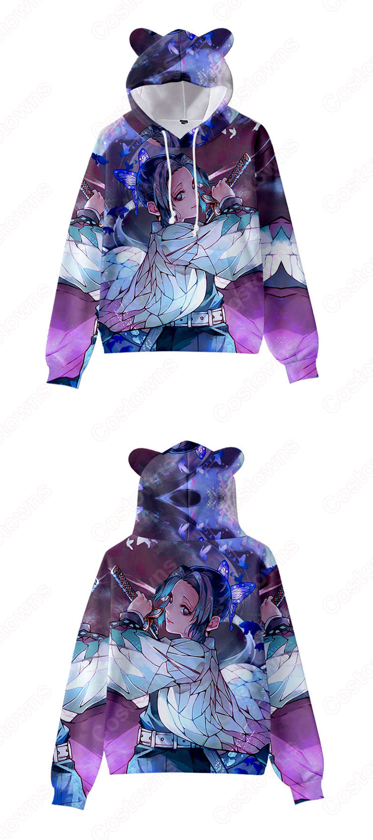 鬼滅の刃 猫耳 パーカー 子供服 長袖 キッズ スウェット アニメ プリント 春秋冬服 誕生日 プレゼント イベント 衣装-2