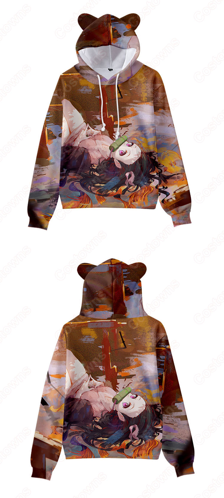 鬼滅の刃 猫耳 パーカー 子供服 長袖 キッズ スウェット アニメ プリント 春秋冬服 誕生日 プレゼント イベント 衣装-4