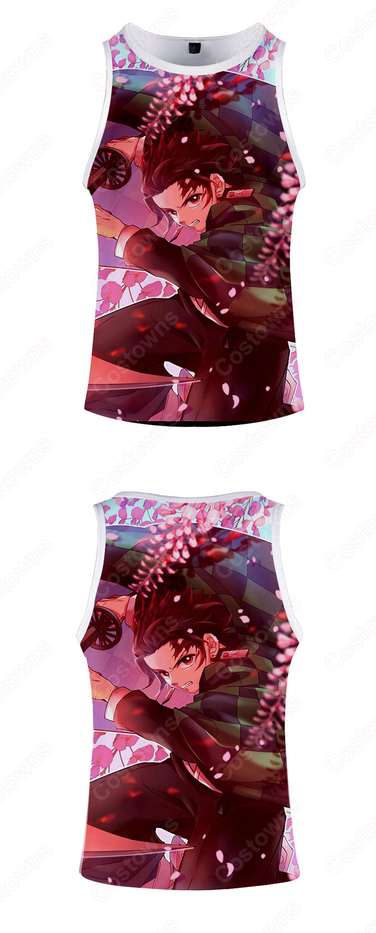 鬼滅の刃 ノースリーブ タンクトップ 漫画の風 炭治郎 我妻善逸 禰豆子ランニングシャツター デザイン プリントおしゃれシンプル-5